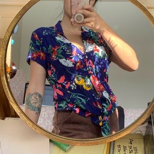 Maeve by Anthropologie Floral Button Down Blouse size 6